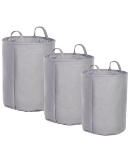 Set of 3 Fabric Baskets Grey ARCHA