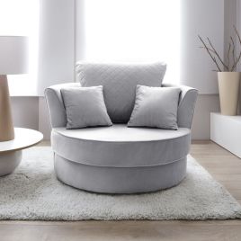 NIOMI Velvet Swivel Chair - Light Grey