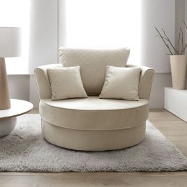NIOMI Velvet Swivel Chair - Cream