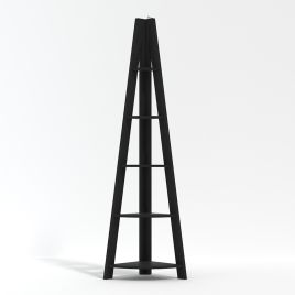 Tiva Corner Ladder Style 4 Shelves Bookcase - Matt Black