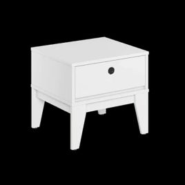 Bedside Table - PALAZZO 1 Drawer Nightstand White Matt 46cm