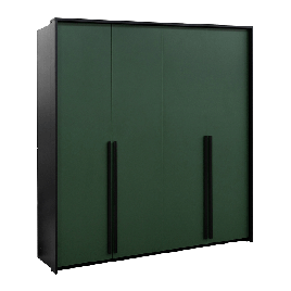 ALVERO 4 Door Wardrobe Black with Green - 210cm