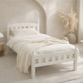 Florence Wooden Bed Frame - White - Single 3ft