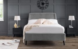 Frida Curved Velvet Doiuble Bed - Grey
