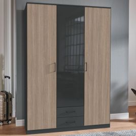 FURIA 3 Door Wardrobe with 2 Drawers Grey - 135cm