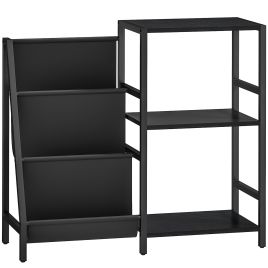 HERON 3 Tier Record Player Stand End Table Black Wood Effect