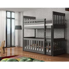 Kristofer Wooden Bunk Bed with Cot Bed and Foam Mattress - Graphite