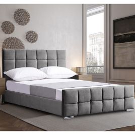 Minsa Plush Velvet Bed - Grey in 5 Sizes