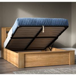 Charnwood Oak Wood Ottoman Bed - Kingsize 5ft
