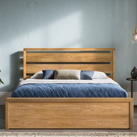 Modena Oak Wood Ottoman Bed - Standard Double 4ft6