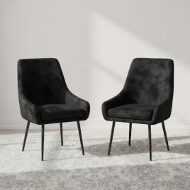 Decadent Dining Hove Velvet Chairs with Black Legs - Pair
