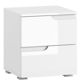 Bedside Table - VIKTORIA 2 Drawer Nightstand White 42cm