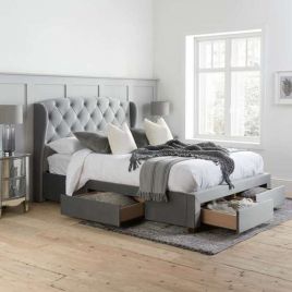 Birlea Hope Grey Velvet 4-Drawer Bed - Double 4ft6