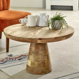 Powell Solid Wood Mushroom Style Coffee Table - Natural Wood