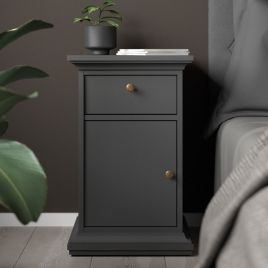 Bedside Table - EWELINA Nightstand Matt Grey 43.6cm
