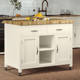 Briley Kitchen Island with Butchers Block - Cream