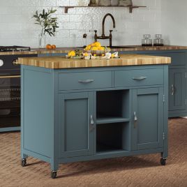 Briley Kitchen Island with Butchers Block - Blue