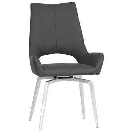 VALORA Chrome Sprung Swivel Dining Chair Set of 2 - Dark Grey