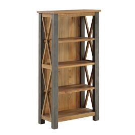 Doyle Elegance Steel Frame Small Bookcase with 4 Shelves - Natural Wood