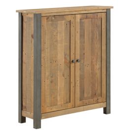 Doyle Rustic Industrial Design 2 Door Small Shoe Cabinet