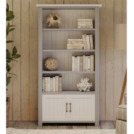 Ronald Grey Range Large Open Bookcase with 2 Doors and 4 Shelves