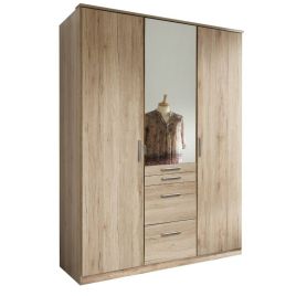Acorn 3 Door 4 Drawer Mirrored Wardrobe - Oak