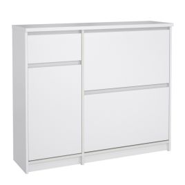 Lottie Shoe Cabinet with Door and Drawer - White High Gloss