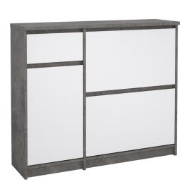Lottie Shoe Cabinet with Door and Drawer - Concrete Front with High Gloss