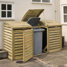 Wheelie Bin Storage Unit Fit Standard 240L Bins, Pressure Treated Timber Triple Bin Store