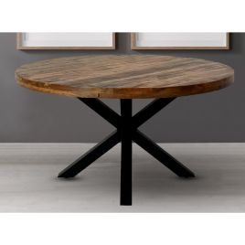 Barnsley Stylish Black X Shape Metal Frame Round Dining Table - 150cm