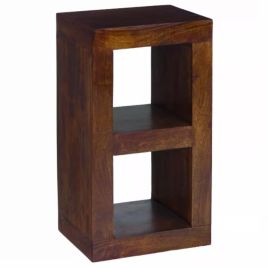 Delta Solid Mango Wood 2 Hole Cube Lamp Table - Walnut