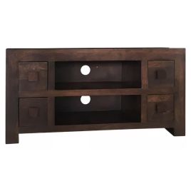 Delta Mango Wood 110cm TV Unit with 4 Drawers and Open Shelf - Walnut