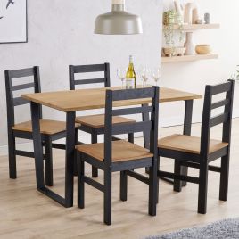 Belton Rectangular Dining Table Set With Ladder Back Design Dining Chairs