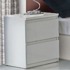 Bedside Table - FISHER 2 Drawer Nightstand White 41.8cm
