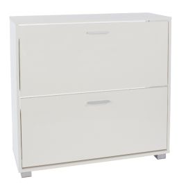 High Gloss 2 Door Shoe Cabinet - White