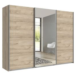 Sliding Wardrobe - AMBER 3 Door Mirrored Wardrobe Oak 270cm