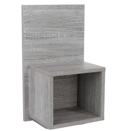ASHBOURNE Small Narrow Wood Bedside Table Pair Wall-Mounted - Grey Oak Effect