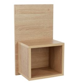 ASHBOURNE Small Narrow Wood Bedside Table Pair Wall-Mounted - Oak Effect