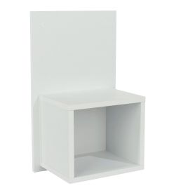 ASHBOURNE Small Narrow Wood Bedside Table Pair Wall-Mounted - White