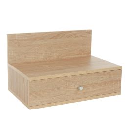 ASHBOURNE Medium Wide Wood Bedside Cabinet Pair Wall-Mounted 1 Drawer - Oak Effect