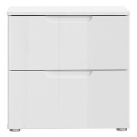 Bedside Table - ARUN 2 Drawer Nightstand White 50.4cm