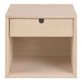Bedside Table - CENTURY 1 Drawer Wall Mounted Nightstand White Oak 37cm