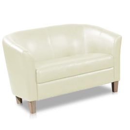 Bexhill 2 Seater Faux Leather Sofa - Cream