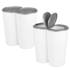 Double Circular Recycling 25 Litre Waste Bin Duo Rubbish Plastic Disposal