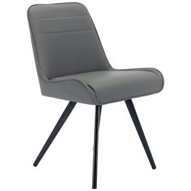 TRICON PU Fabric High Black Leg Dining Chair Set of 2 - Grey