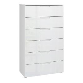 SKEGNESS White Chest of Drawers - Large-sized, 6 Drawers