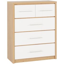 SELSEY IV Oak Finish Chest of Drawers - Medium-sized, 5 Drawers