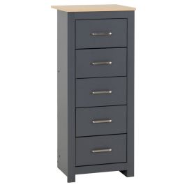 PORTLETHEN Grey Chest of Drawers - Tallboy, Medium-sized, 5 Drawers