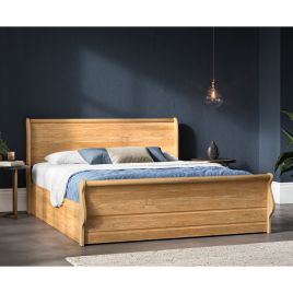 Windsor Solid Sleigh Ottoman Oak Bed Frame - Super Kingsize 6ft