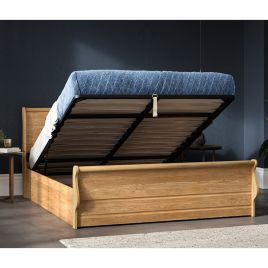 Windsor Solid Sleigh Ottoman Oak Bed Frame - Kingsize 5ft